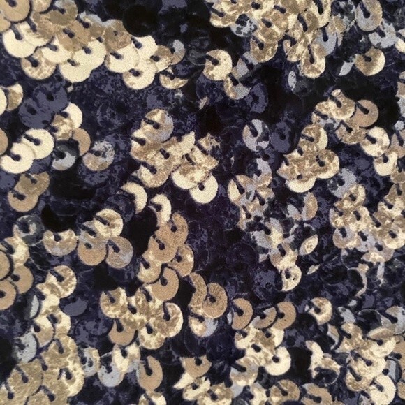 Juicy Couture sequin print long sleeve cutout top blue silver‎ size L - Picture 7 of 8